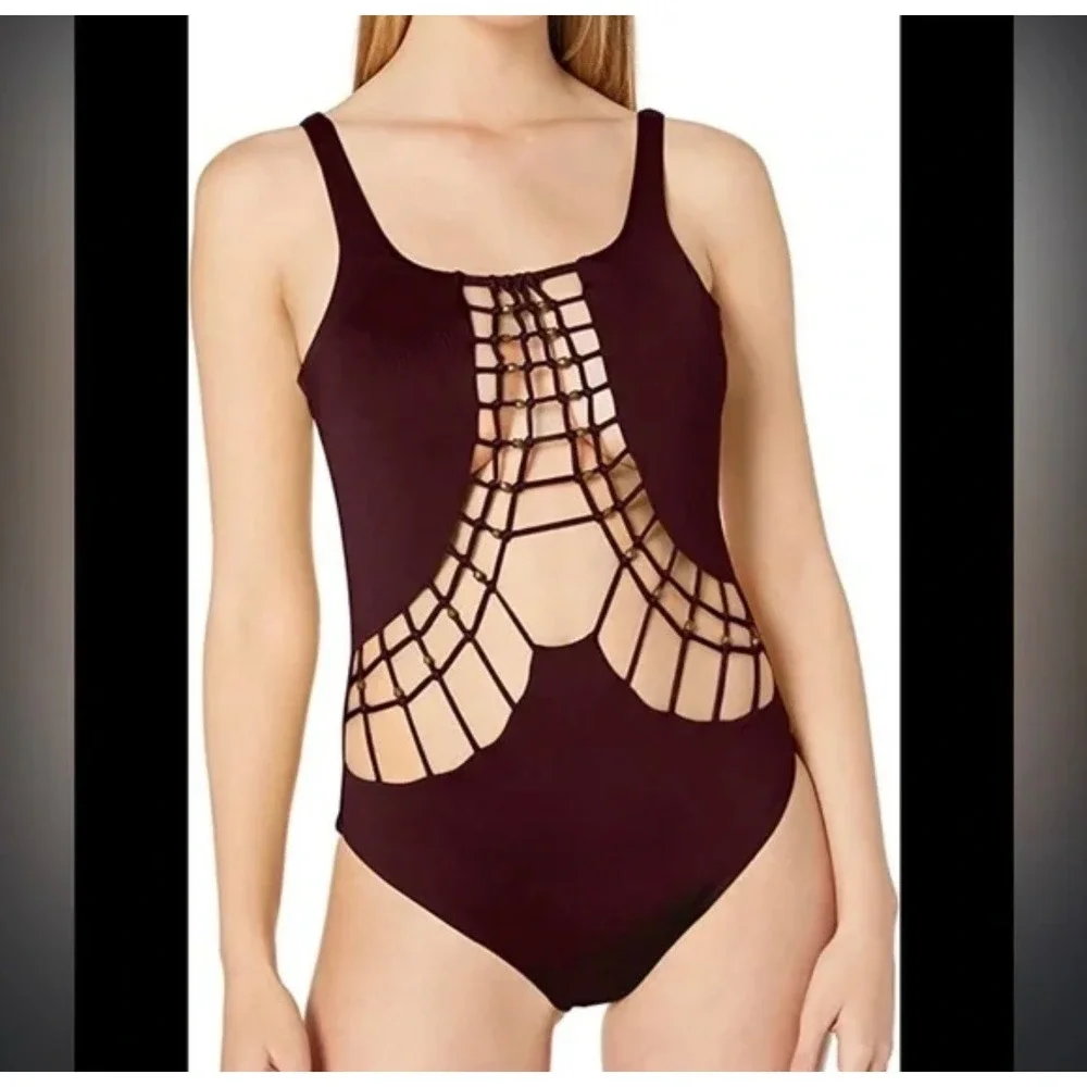 Dolce Vita Rust Cutout One-Piece‎ Swimsuit Large